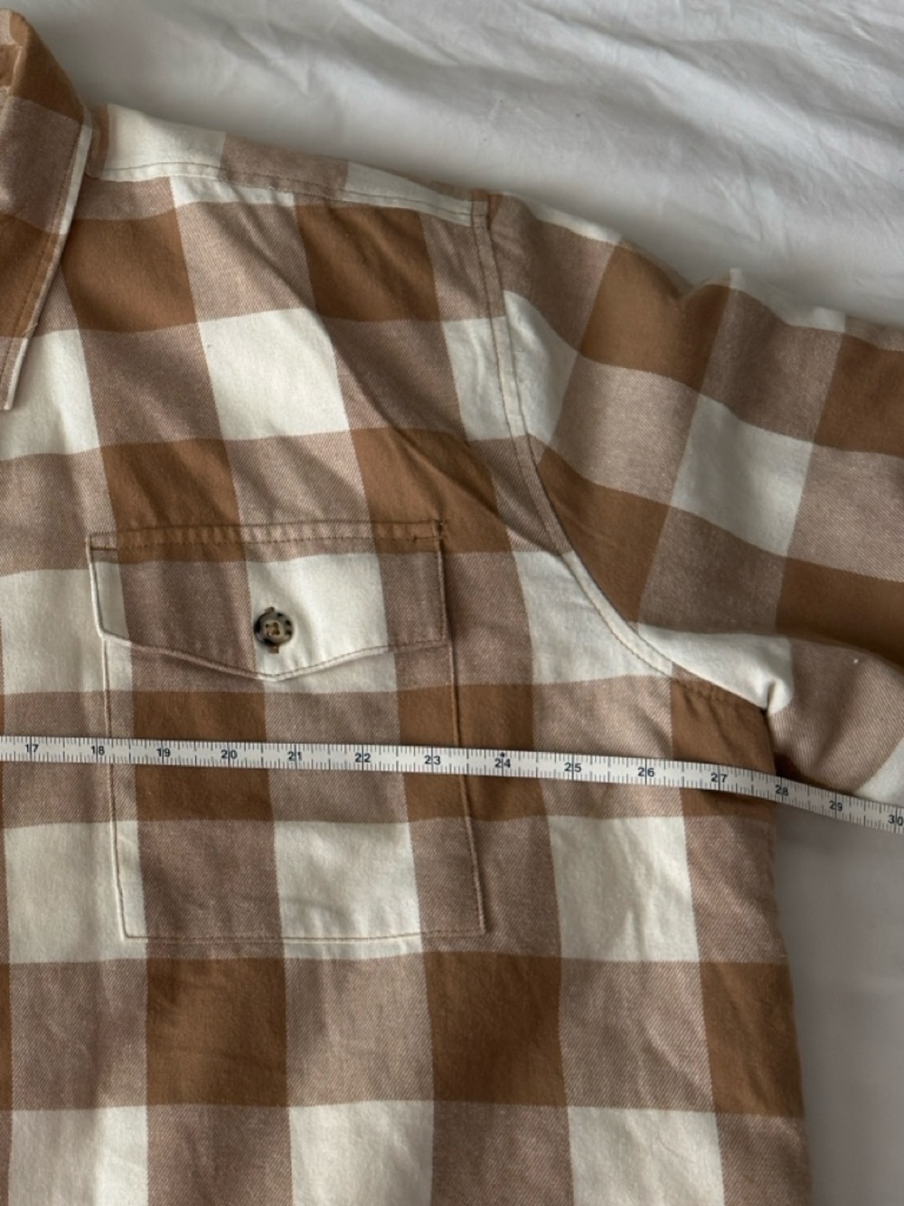 Sherpa Lined Plaid Flannel Jacket XL Brown Cream Button Down Coat